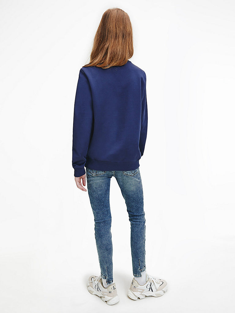 Calvin Klein Jeans Unisex Organic Cotton Logo Sweatshirt Peacoat-sweatshirts-Heroes