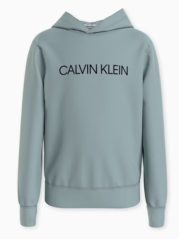 Calvin Klein Unisex Organic Cotton Logo Hoodie Muted Aqua-sweat-Heroes