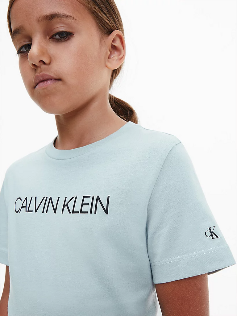 Calvin Klein Unisex Organic Cotton Logo T-Shirt Muted Aqua-t-shirt-Heroes