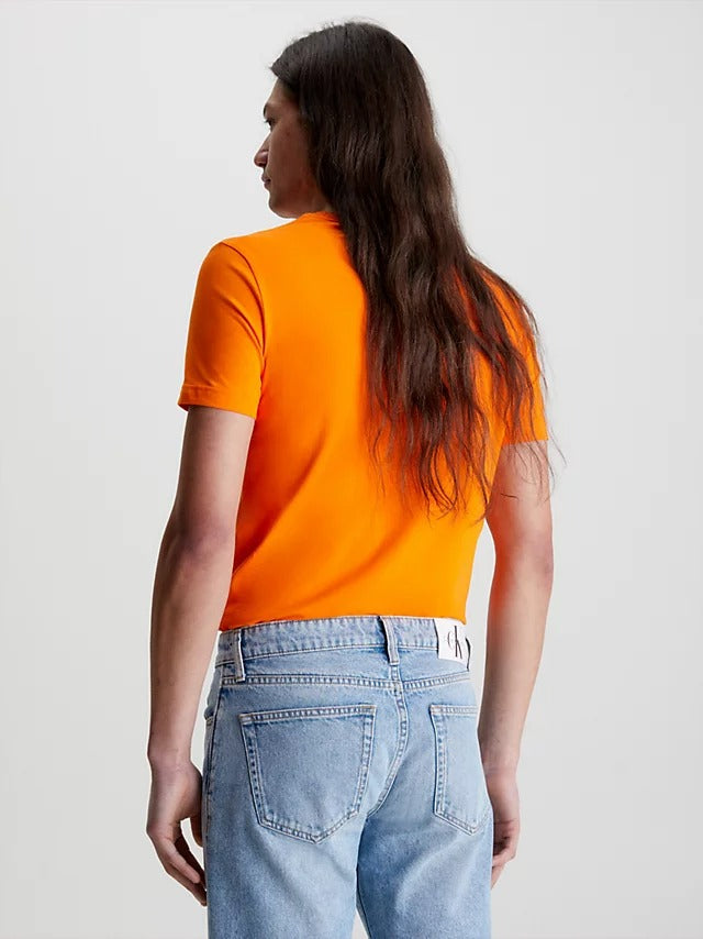 Calvin Klein Jeans Organic Cotton Monogram T-Shirt Vibrant Orange-t-shirt-Heroes