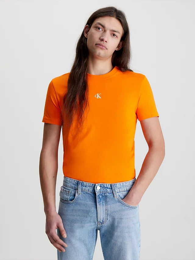 Calvin Klein Jeans Organic Cotton Monogram T-Shirt Vibrant Orange-t-shirt-Heroes