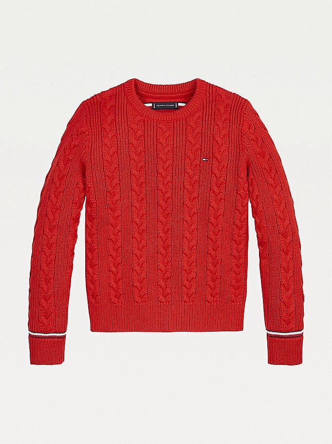 Tommy Hilfiger Boys (Age 2-8) Essential Cable Knit Red-knitwear-Heroes