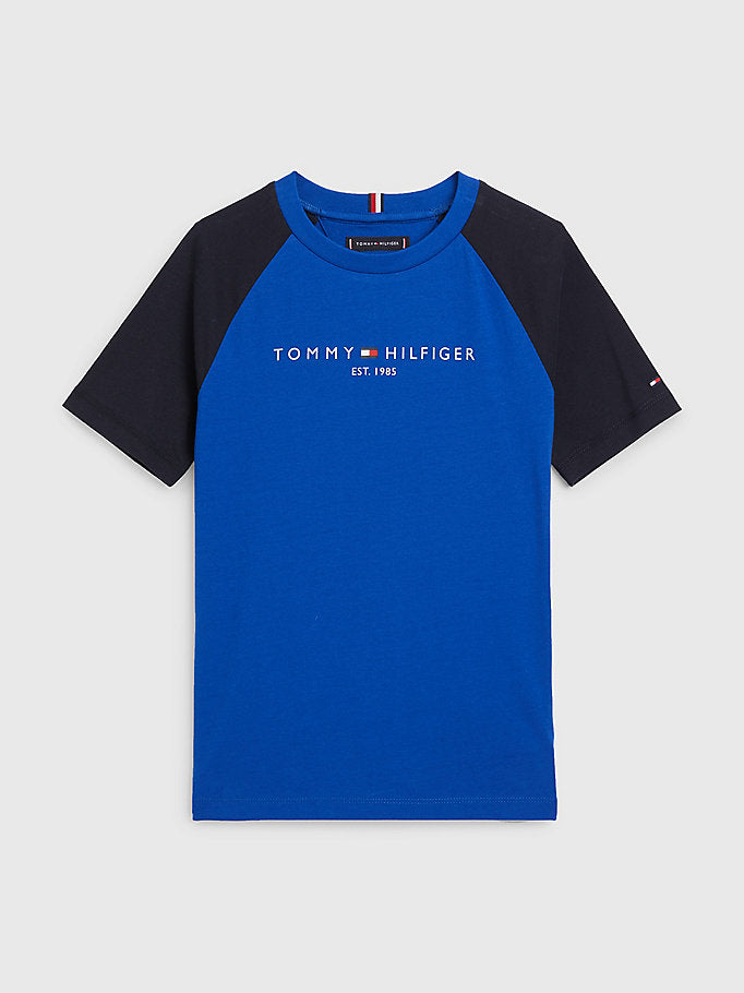Tommy Hilfiger Essential Colour-Blocked Organic Cotton T-Shirt Cobalt-t-shirt-Heroes