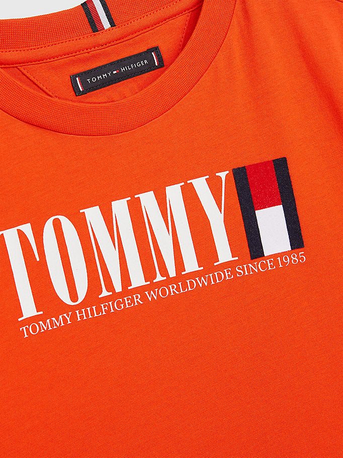 Tommy Hilfiger Organic Cotton Graphic Logo T-Shirt Acid Orange-t-shirt-Heroes