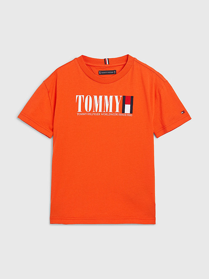 Tommy Hilfiger Organic Cotton Graphic Logo T-Shirt Acid Orange-t-shirt-Heroes