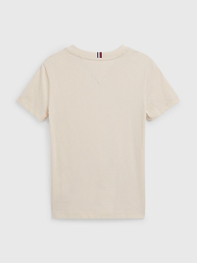 Tommy Hilfiger Organic Cotton Logo T-Shirt Stony Beige-t-shirt-Heroes