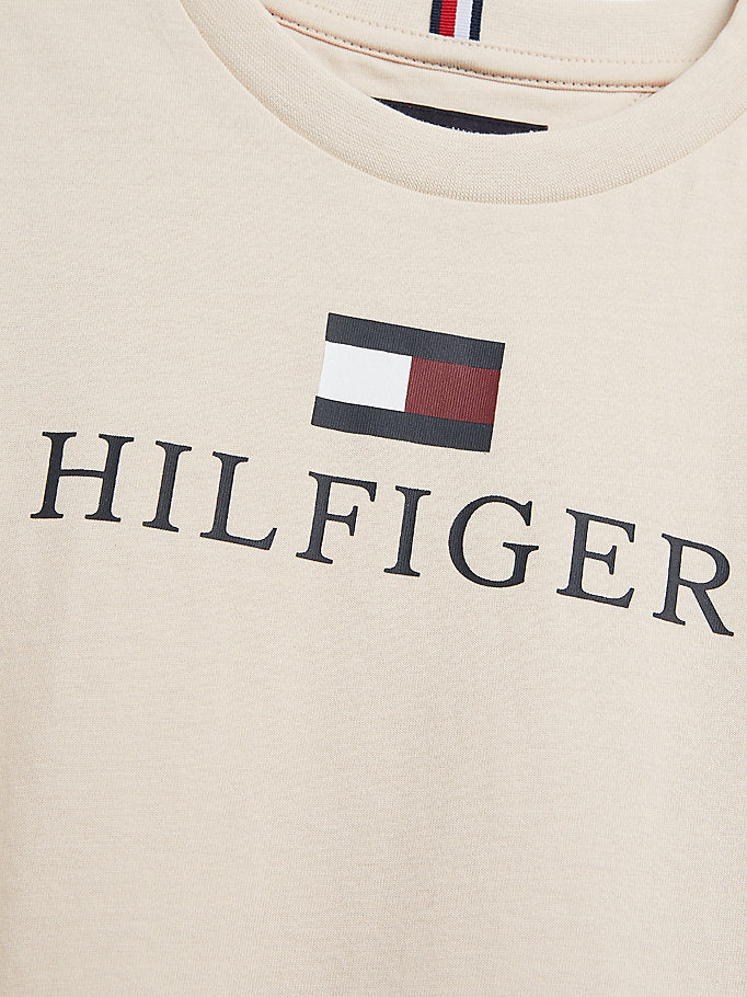 Tommy Hilfiger Organic Cotton Logo T-Shirt Stony Beige-t-shirt-Heroes