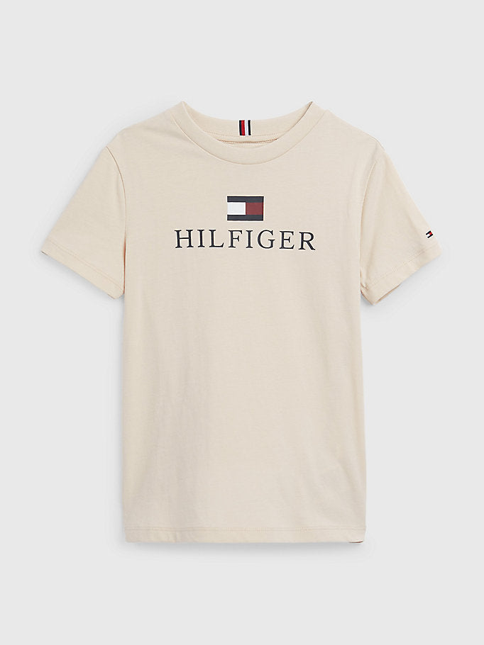 Tommy Hilfiger Organic Cotton Logo T-Shirt Stony Beige-t-shirt-Heroes