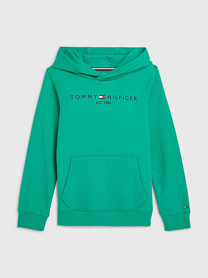 Tommy Hilfiger Essential Dual Gender Terry Hoody Green Malachite-sweat-Heroes