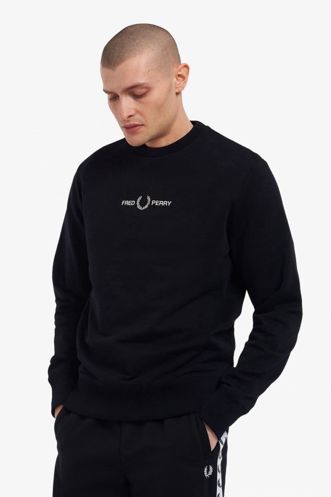 Fred Perry Embroidered Sweatshirt Black-Heroes
