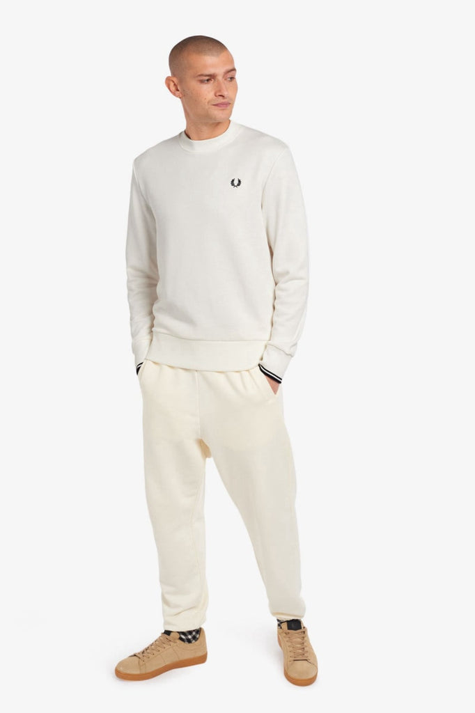 Fred Perry Crew Neck Sweatshirt White-sweat-Heroes