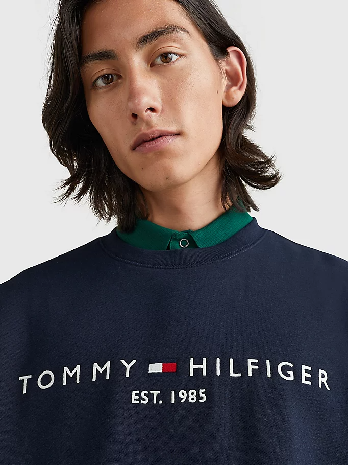 Tommy Hilfiger Logo Fleece Sweatshirt Desert Sky-sweat-Heroes