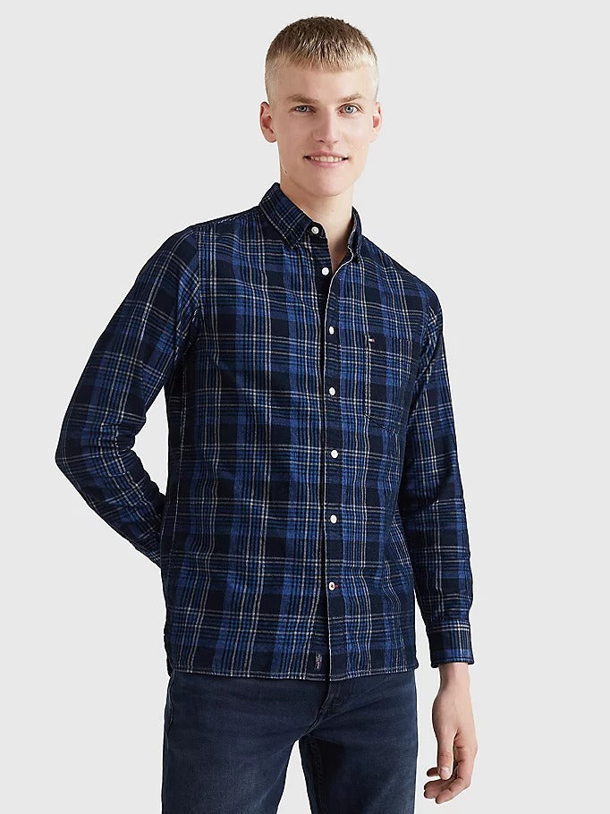 Tommy Hilfiger Slim Fit Check Corduroy Shirt Carbon Navy / Bold Blue-shirt-Heroes