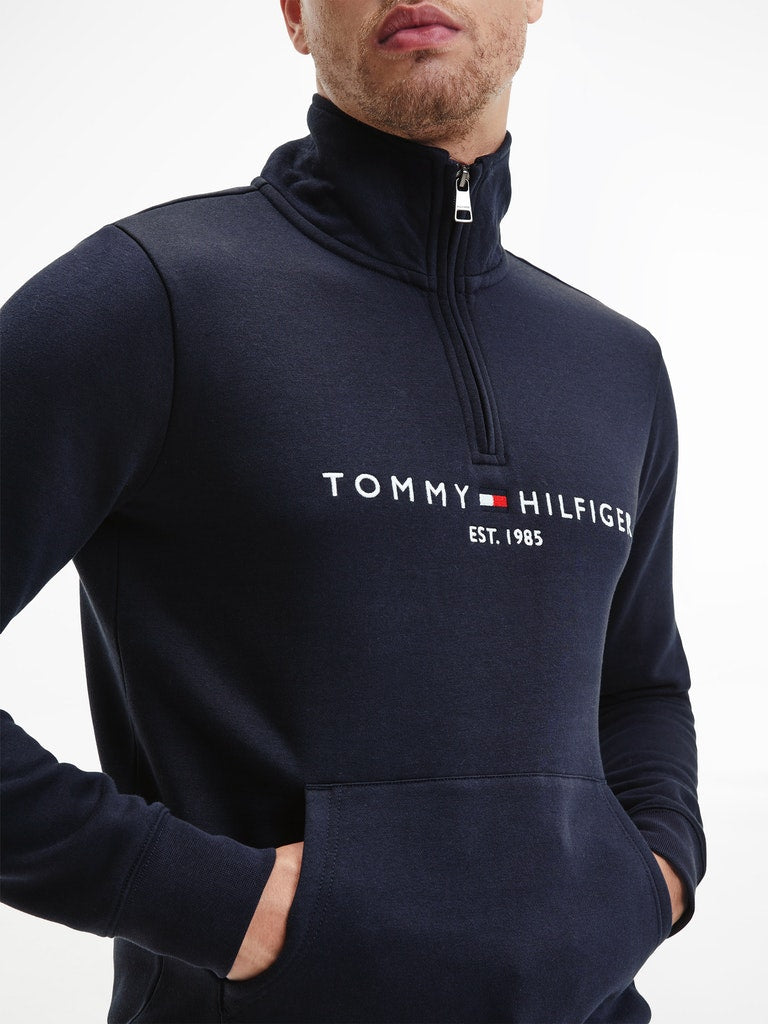 Tommy Hilfiger Logo Mockneck Navy-sweat fit mwear-Heroes