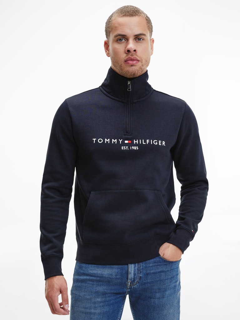 Tommy Hilfiger Logo Mockneck Navy-sweat fit mwear-Heroes