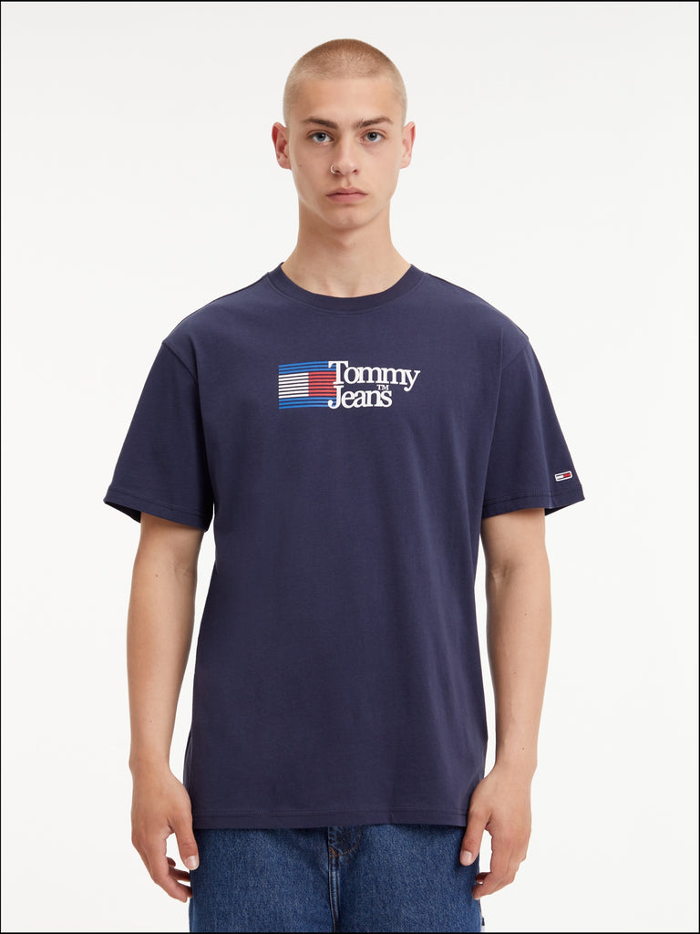 Tommy Jeans Classic Rwb Chest Logo Tee Twilight Navy-t-shirt-Heroes