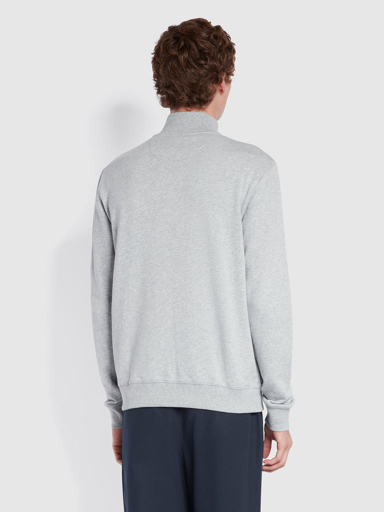 Farah Vance Organic Cotton Full Zip Sweatshirt In Light Grey Marl-sweat-Heroes