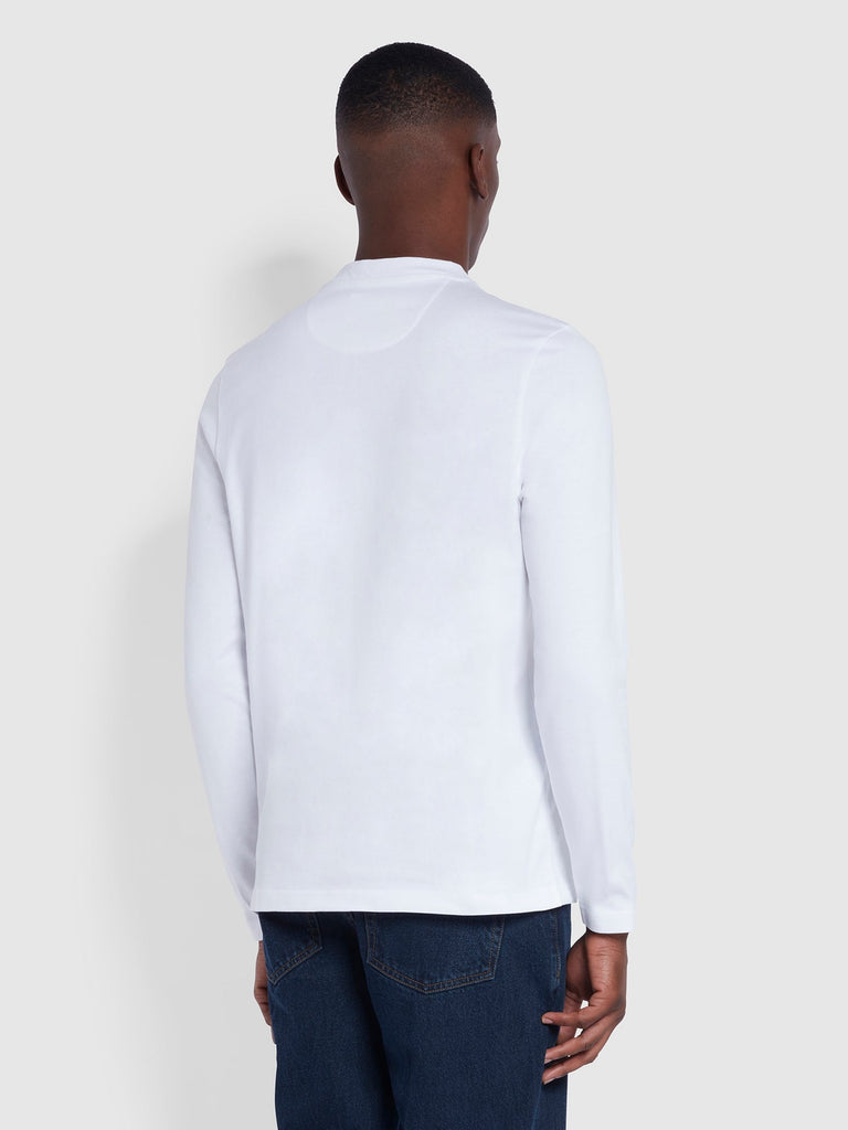 Farah Weymouth Regular Fit Long Sleeve Organic Cotton T-Shirt In White-l/s tee-Heroes