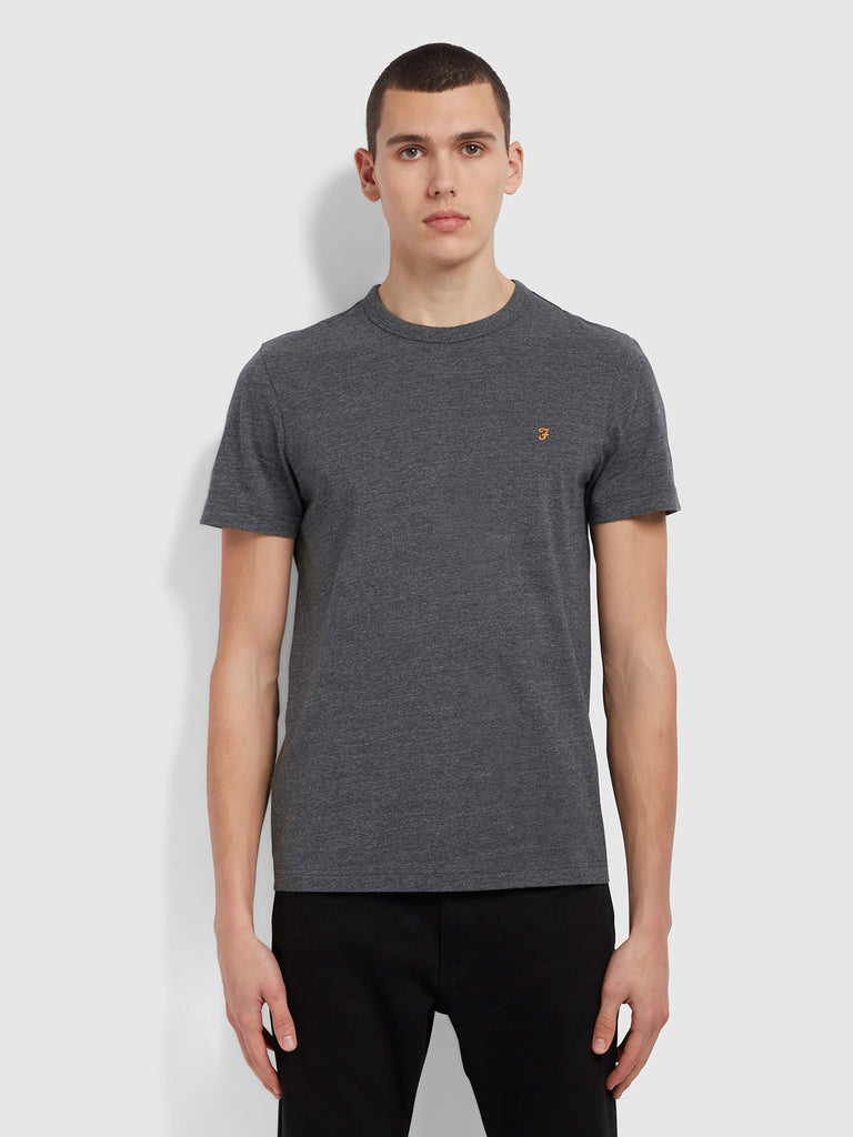 Farah Danny Slim Fit Organic Cotton T-Shirt In Grey Marl-t-shirt-Heroes