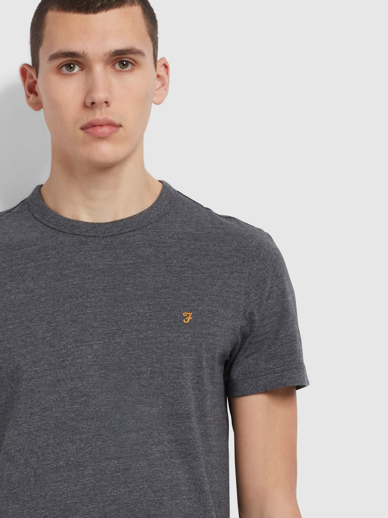 Farah Danny Slim Fit Organic Cotton T-Shirt In Grey Marl-t-shirt-Heroes