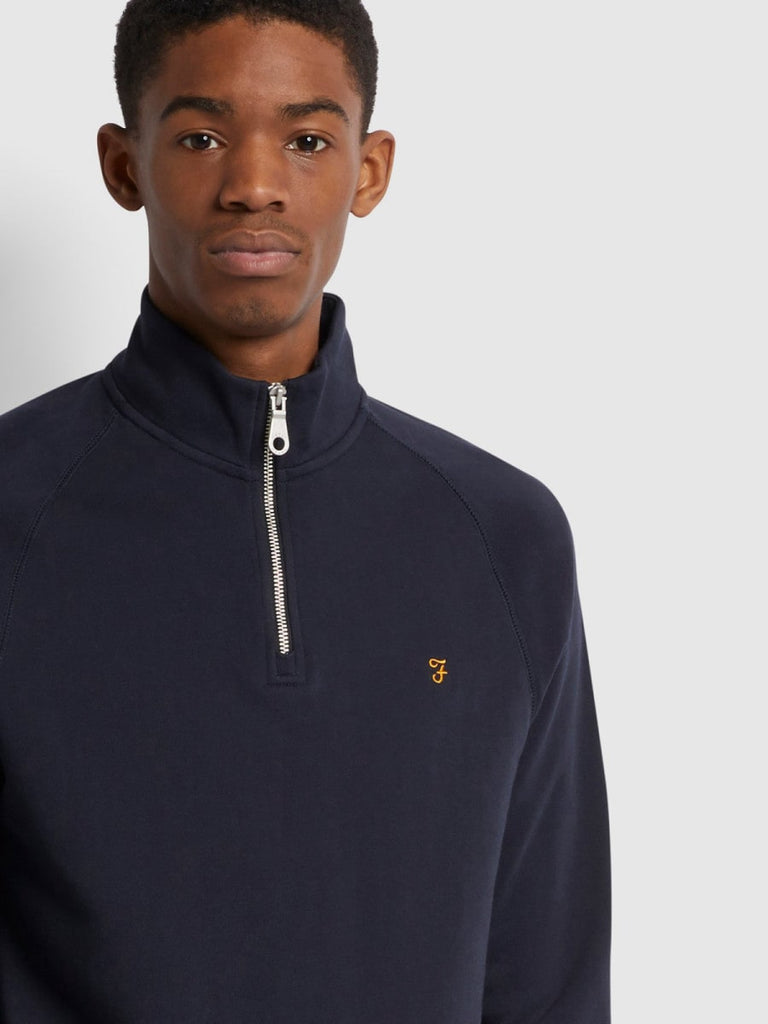 Farah Jim Quarter Zip Sweatshirt Navy-Heroes