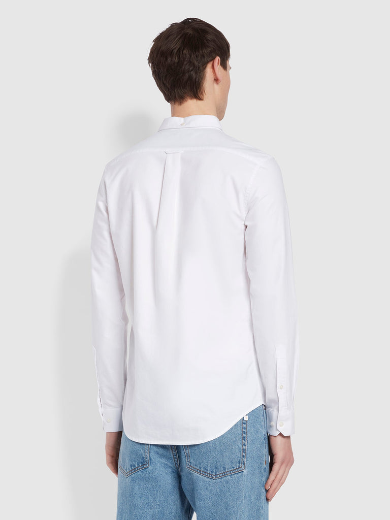 Farah Brewer Slim Fit Organic Cotton Oxford Shirt In White-shirt-Heroes