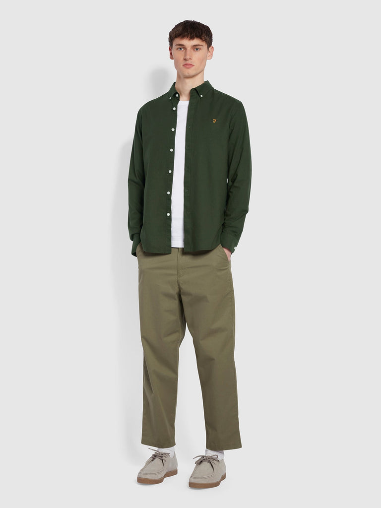 Farah Brewer Slim Fit Organic Cotton Oxford Shirt In Evergreen-shirt-Heroes