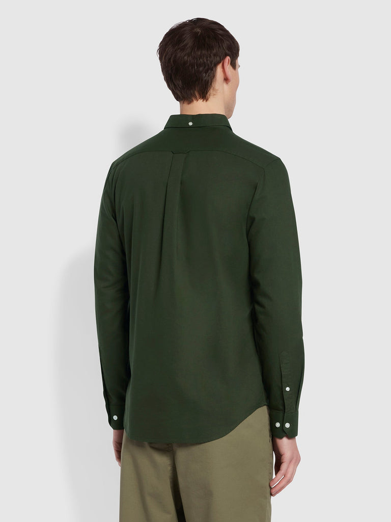 Farah Brewer Slim Fit Organic Cotton Oxford Shirt In Evergreen-shirt-Heroes