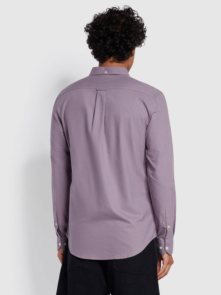 Farah Brewer Slim Fit Organic Cotton Oxford Shirt In Dusty Purple-shirt-Heroes