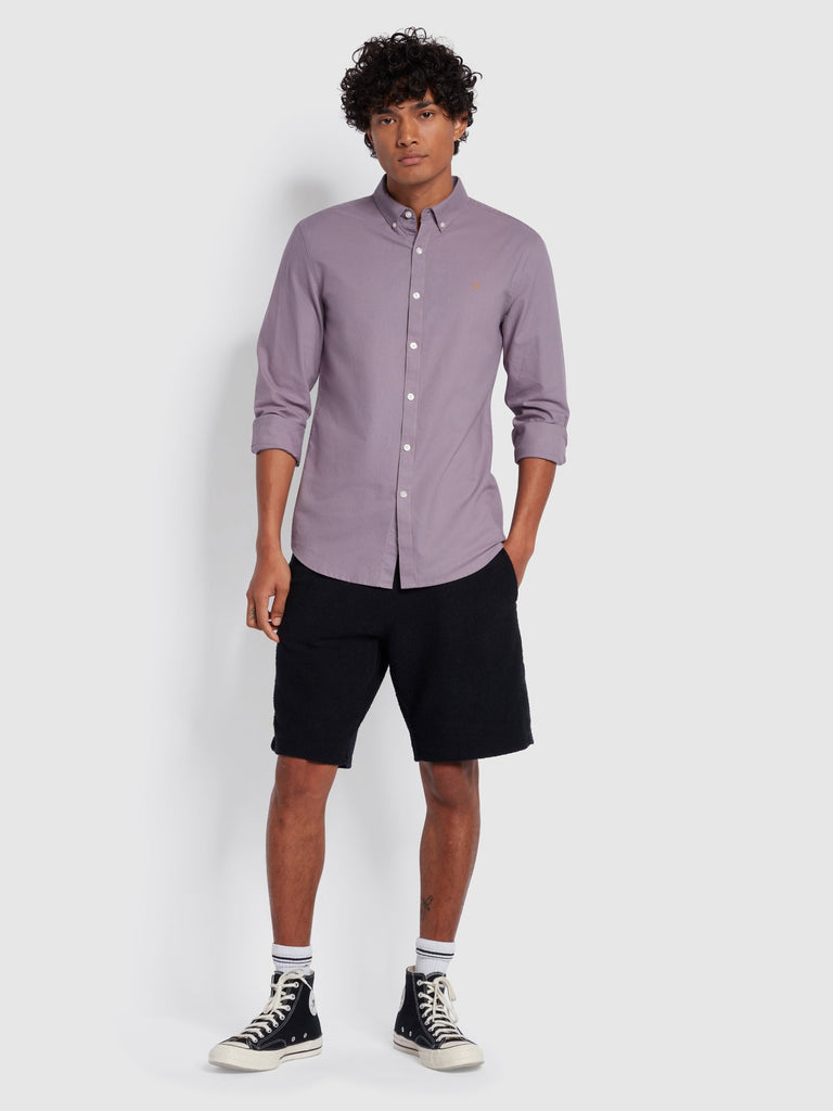 Farah Brewer Slim Fit Organic Cotton Oxford Shirt In Dusty Purple-shirt-Heroes