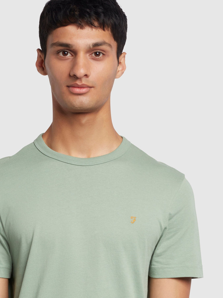 Farah Danny Regular Fit Organic Cotton T-Shirt In Archive Green Sage-t-shirt-Heroes