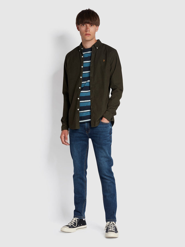 Farah Fontella Slim Fit Cord Shirt In Evergreen-shirt-Heroes