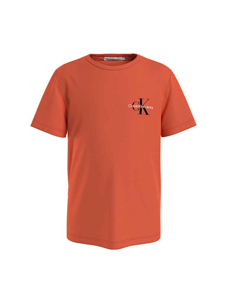 Calvin Klein Jeans Boy Chest Monogram T-Shirt Coral Orange-t-shirt-Heroes