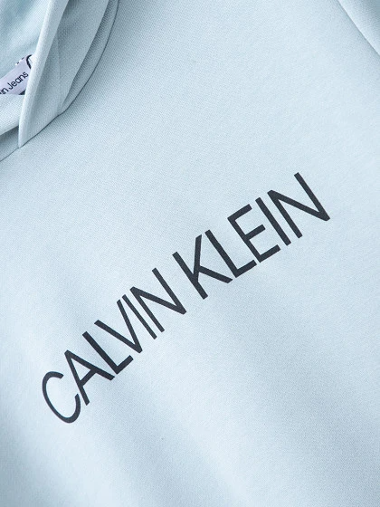 Calvin Klein Unisex Organic Cotton Logo Hoodie Muted Aqua-sweat-Heroes