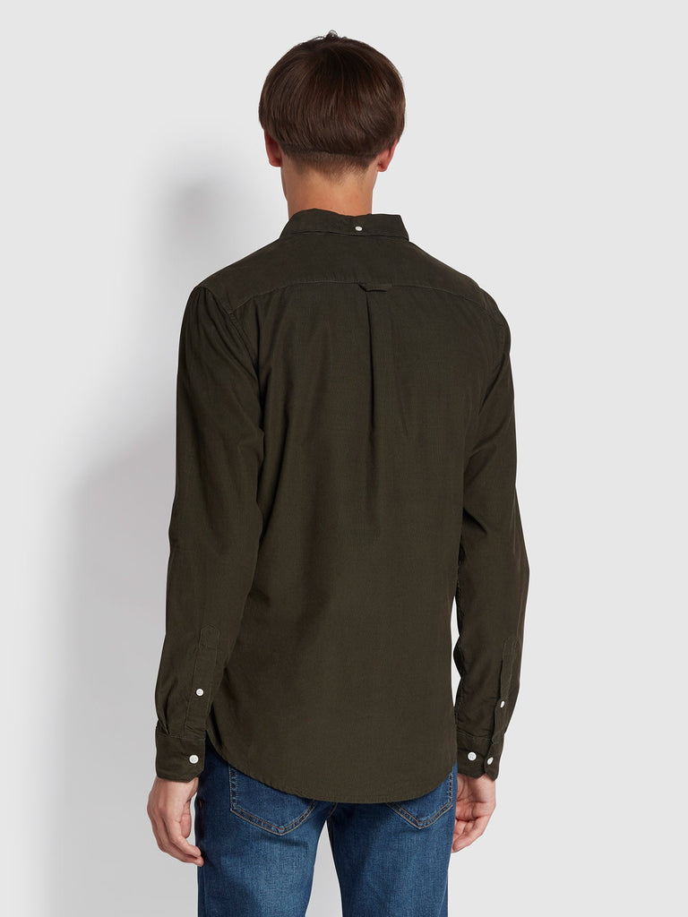 Farah Fontella Slim Fit Cord Shirt In Evergreen-shirt-Heroes