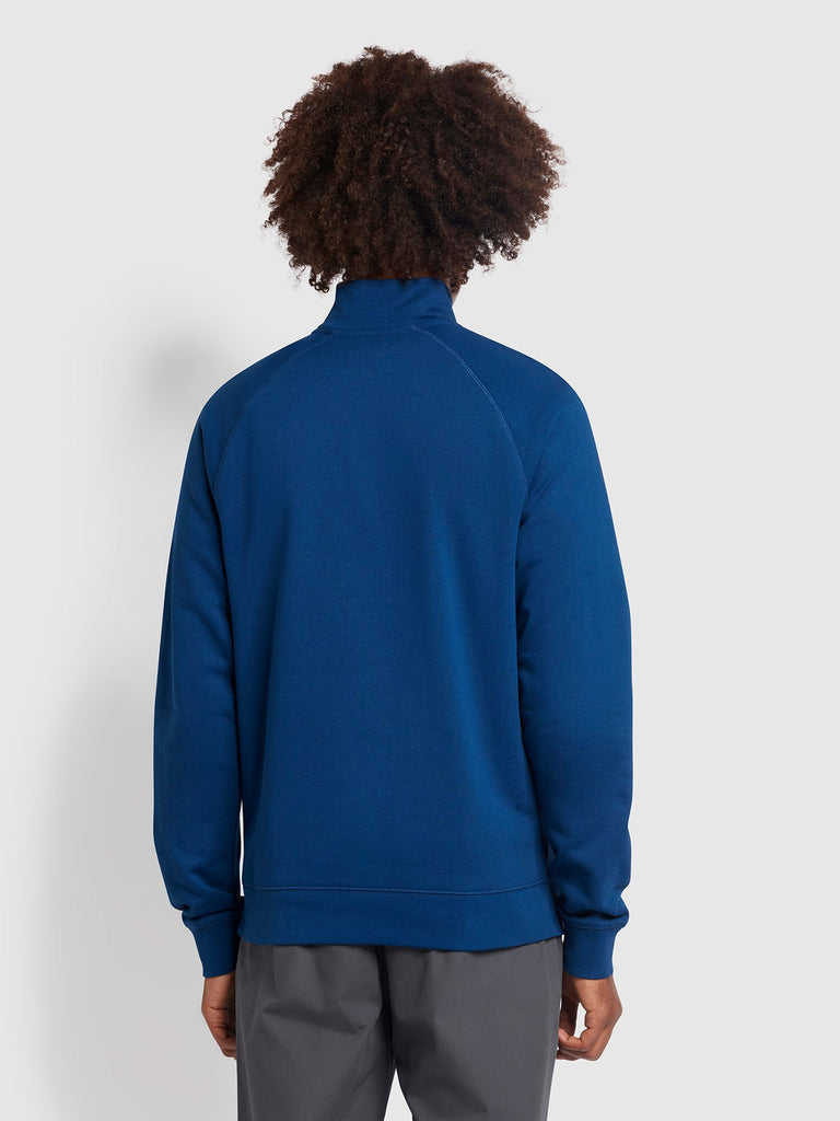 Farah Jim Slim Fit Organic Cotton Quarter Zip Sweatshirt In Blue Peony-sweat-Heroes