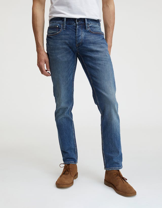 Denham Razor True Blue Denim Slim Fit Mid Blue-jeans-Heroes