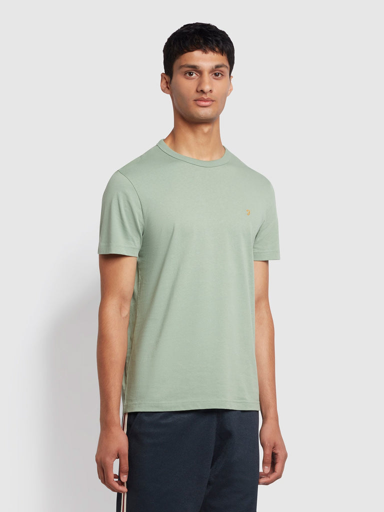 Farah Danny Regular Fit Organic Cotton T-Shirt In Archive Green Sage-t-shirt-Heroes